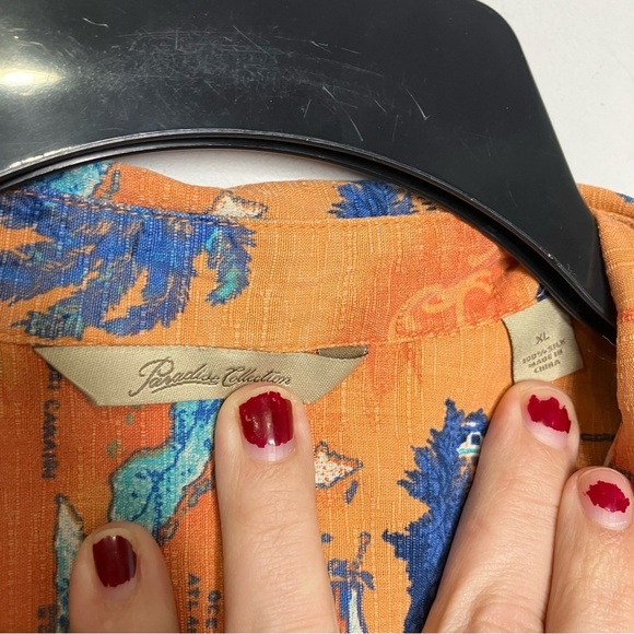 Paradise Collection 100% silk button down shirt bright tropical size XL - Picture 3 of 7